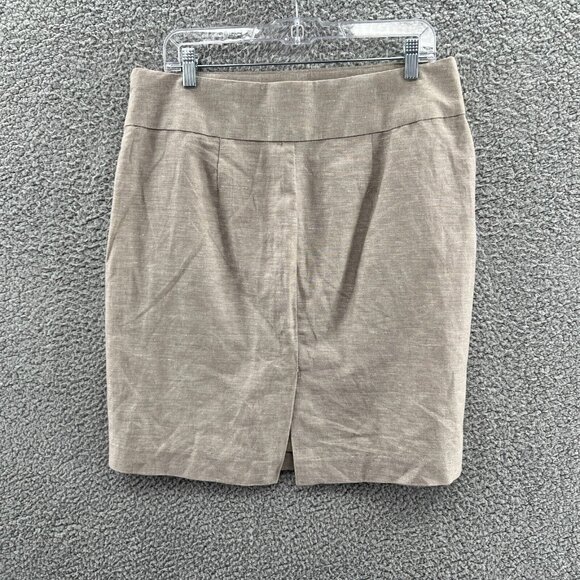 Banana Republic Pencil Skirt Womens 14 Linen Cotton Blend Beige - Picture 2 of 7